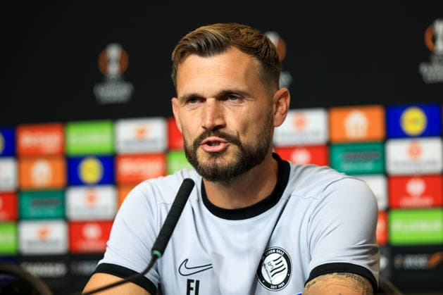 SOCCER - UEFA EL, Sturm vs Rennais GRAZ,AUSTRIA,15.SEP.26 - SOCCER - UEFA Europa League, Sturm Graz vs Stade Rennais FC, preview, press conference, PK, Pressekonferenz Sturm. Image shows head coach Fabio Ingolitsch (Sturm).  GEPAxpictures xMarioxBuehner-Weinrauch