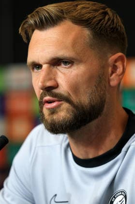 SOCCER - UEFA EL, Sturm vs Rennais GRAZ,AUSTRIA,15.SEP.26 - SOCCER - UEFA Europa League, Sturm Graz vs Stade Rennais FC, preview, press conference, PK, Pressekonferenz Sturm. Image shows head coach Fabio Ingolitsch (Sturm).  GEPAxpictures xMarioxBuehner-Weinrauch