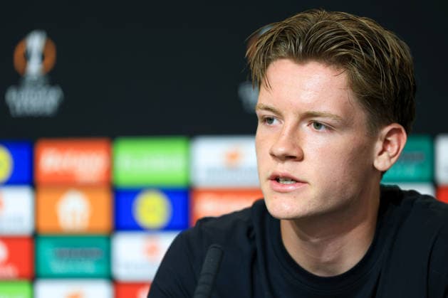 SOCCER - UEFA EL, Sturm vs Rennais GRAZ,AUSTRIA,15.SEP.26 - SOCCER - UEFA Europa League, Sturm Graz vs Stade Rennais FC, preview, press conference, PK, Pressekonferenz Sturm. Image shows Luca Weinhandl (Sturm).  GEPAxpictures xMarioxBuehner-Weinrauch