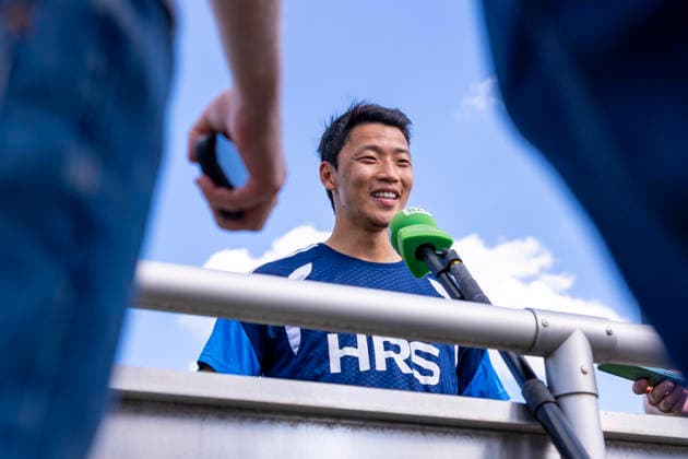 September 15, 2026, Soccer, FC Schalke 04 Practice, Media Session with Hee-chan Hwang, FC Schalke 04, Gelsenkirchen, FC Schalke 04 Training Facility, North Rhine-Westphalia, Germany, xRHR, PHOTO YYx Copyright: RHR-FOTOx RHR-FOTO YY