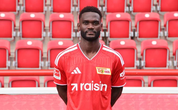 Emmanuel Latte Lath 1 FC Union Berlin FCU Soccer 1 BL Bundesliga Portrait Session 2026–2027 Season Headshot, Portrait, Introduction, Presentation, Press Event, GER 09 15 2026