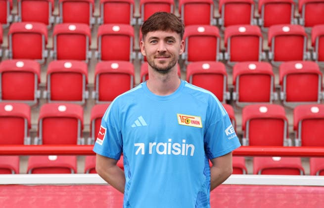 Goalkeeper Carl Klaus 1 FC Union Berlin FCU Soccer 1st Division Bundesliga Portrait Session 2026–2027 Season Headshot, Portrait, Introduction, Presentation, Press Event, GER 09 15 2026