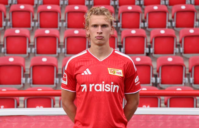 Leopold Querfeld 1 FC Union Berlin FCU Soccer 1 BL Bundesliga Photo Shoot Season 2026–2027 Headshot, Portrait, Introduction, Presentation, Press Event, GER 09 15 2026