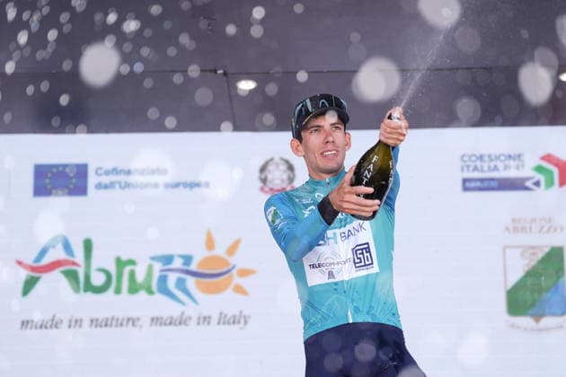 FANCELLU Alessandro stage winner on the podium during the Giro d™Abruzzo, stage 1 from Cupello to Casalincontrada (155 km) - Abruzzo, Italy - Tuesday, September 15, 2026. - cycling.  Copyright: xMassimoxPaolone LaPressex