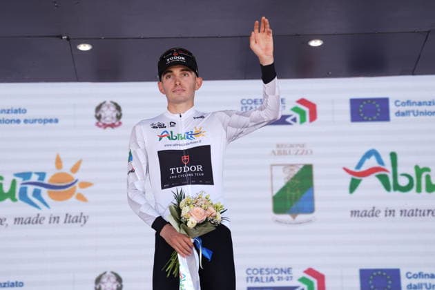 Mathys Rondel TUDOR PRO CYCLING TEAM on the podium during the Giro d™Abruzzo, stage 1 from Cupello to Casalincontrada (155 km) - Abruzzo, Italy - Tuesday, September 15, 2026. - cycling.  Copyright: xMassimoxPaolone LaPressex