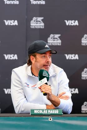 Tenis, Chile vs Espana. Copa Davis 2026. El capitan de Chile Nicolas Massu en Confrencia de Prensa de la Copa Davis valido por la segunda ronda de clasificatorios para el Grupo Mundials, edificio Centro de Tenis y Deportes de Raquetas, Parque Estadio Nacional en Santiago de Chile. 15 09 2026 Pepe Alvujar Photosport Tenis, Chile vs Espana. Copa Davis 2026. Chile s captain Nicolas Massu at the Davis Cup press conference, PK, Pressekonferenz valid for the second round of qualifiers for the World Group, Tennis and Racquet Sports Center building, National Stadium Park in Santiago, Chile. 15 09 20266 Pepe Alvujar Photosport Chile vs Espana Conferencia de Prensa, Copa Davis 2026
