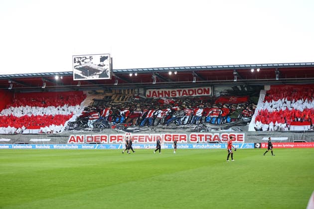 September 15, 2026, Regensburg, Bayern, Germany: A general view of the Regensburg fans sector during the 3. Liga football match between Jahn Regensburg and Fortuna Dusseldorf at Jahn Stadium in Regensburg , Bayern , Germany . September 15th , 2026 Football German 3. Liga Jahn Regensburg Vs Fortuna Dusseldorf  - ZUMAe140 20260915_zip_e140_021 Copyright: xDavidexEliasx