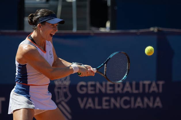 BBVA Open Internacional of Valencia Round of 32 Alicia Herrero Linana from Spain against Lucia Cortez Llorca from Spain in action during the BBVA Open Internacional of Valencia Round of 32 at Sporting Tennis Valencia, (Valencia ) on September 15, 2026. Copyright: xVicentexVidalxFernandezx