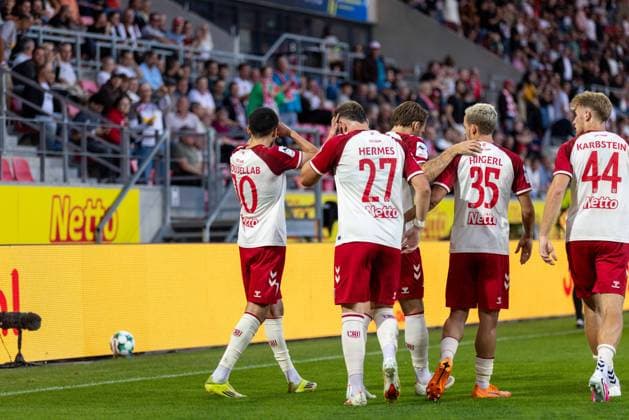 September 15, 2026, Soccer, GER, Season, 3rd Division, 2026–2027 Season, Matchday 6, SSV Jahn Regensburg vs. Fortuna Düsseldorf: Celebrations after Nassim Boujellab’s 1–0 goal. SSV Jahn Regensburg. DFL regulations prohibit any use of photographs as image sequences and or quasi-video.