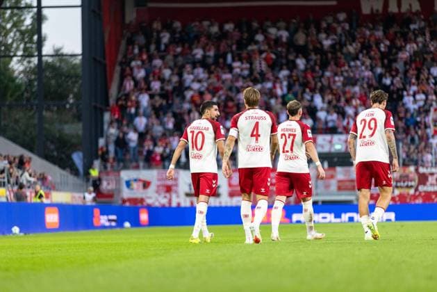 September 15, 2026, Soccer, GER, Season, 3rd Division, 2026–2027 Season, Matchday 6, SSV Jahn Regensburg vs. Fortuna Düsseldorf: Celebrations after Nassim Boujellab’s 1–0 goal. SSV Jahn Regensburg. DFL regulations prohibit any use of photographs as image sequences and or quasi-video.