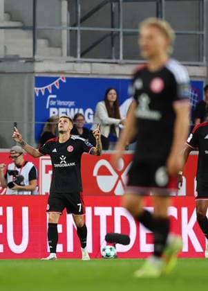Football german 3. Liga Jahn Regensburg vs Fortuna Dusseldorf Wekesser Erik of Fortuna Dusseldorf celebrates after scoring 1-1 during the 3. Liga football match between Jahn Regensburg and Fortuna Dusseldorf at Jahn Stadium in Regensburg , Bayern , Germany . September 15th , 2026 Copyright: xDavidexEliasx