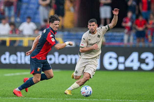 GenoaÕs Vitinha fights for the ball during the Italian Cup soccer match between Genoa and Sudtirol at the Luigi Ferraris Stadium in Genoa, Italy - Tuesday, September 15, 2026. - Soccer .  Copyright: xTanoxPecoraro LaPressex