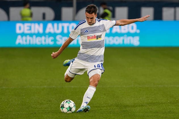 Conor Noß Noss Duisburg 14 Action Single Frame Cutout 15 09 2026 ¢ Soccer ¢ MSV Duisburg vs. TSV Havelse, Schauinsland Reisen Arena, Duisburg, DFB and DFL regulations prohibit any use of photographs as image sequences and or quasi-video. NRW, Germany Copyright: xpepphotox xSaschaxWeizx pep00321, pep_20260915_hm
