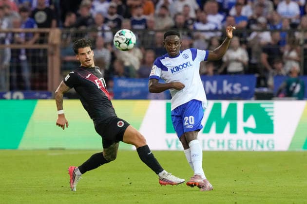 September 15, 2026, Hänsch Arena, Meppen, GER, 3rd Division, Matchday 6: SV Meppen vs. Viktoria Köln, Nikell Touglo, SV Meppen 20. DFL regulations prohibit any use of photographs as image sequences and or quasi-video. Meppen, Lower Saxony, Hänsch Arena