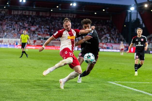September 15, 2026, Soccer, GER, Season, 3. Liga, 2026–2027 Season, Matchday 6, SSV Jahn Regensburg vs. Fortuna Düsseldorf, Lucas Hermes (SSV Jahn Regensburg) vs. Jomaine Consbruch (Düsseldorf). DFL regulations prohibit any use of photographs as image sequences and or quasi-video.