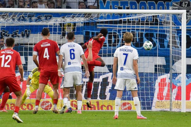 Donald Nduka Havelse, 27, scores the goal to make it 0-1 on September 15, 2026 ¢ Soccer ¢ MSV Duisburg vs. TSV Havelse, Schauinsland Reisen Arena, Duisburg, DFB and DFL regulations prohibit any use of photographs as image sequences and or quasi-video. NRW, Germany Copyright: xpepphotox xSaschaxWeizx pep00321, pep_20260915_hm