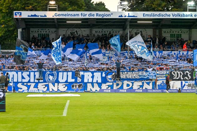 SV Meppen, Fans, SV Meppen vs. FC Viktoria Koeln Fan Section, Soccer, 3rd Division, Matchday 6, 2026–2027 Season, September 15, 2026, SV Meppen vs. FC Viktoria Cologne, soccer, 3rd Division, Matchday 6, 2026–2027 season, September 15, 2026, Meppen Copyright: xEibner-Pressefoto RobertxGertzenx EP_RGN