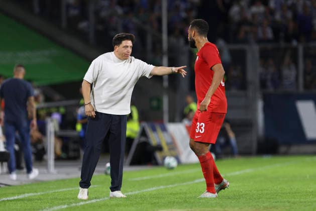 Coach Samir Ferchichi of TSV Havelse and Jesse Tugbenyo of TSV Havelse talk to each other during the 3. Liga match between MSV Duisburg and TSV Havelse at the Schauinsland Reisen Arena on September 15, 2026, in Duisburg, Germany Photo by Oliver Kaelke, DeFodi Images Coach Samir Ferchichi of TSV Havelse and Jesse Tugbenyo of TSV Havelse talk to each other during the 3. Liga match between MSV Duisburg and TSV Havelse at Schauinsland Reisen Arena on September 15, 2026 in Duisburg, Germany. Photo by Oliver Kaelke, DeFodi Images. DFB and DFL regulations prohibit any use of photographs as image sequences and or quasi-video. Photo by Oliver Kaelke, DeFodi Images.