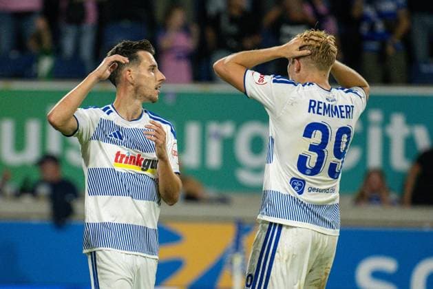 3rd Division: MSV Duisburg vs. TSV Havelse ** FOR EDITORIAL USE ONLY ** EDITORIAL USE ONLY ** p Soccer 3rd Division: MSV Duisburg vs. TSV Havelse on September 15, 2026, at the Schauinsland Reisen Arena in Duisburg. Conor Noß (Duisburg), left; Peter Remmert (Duisburg), right. Copyright JakobxKlos Copyright: JakobxKlos doc87m6vw36hb618fyf1njc ,EDITORIAL USE ONLY Copyright: JakobxKlos