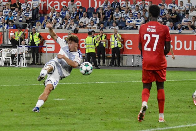 Patrick Sussek of Duisburg, age 37, scores the goal on 1 1 15 09 2026 ¢ Soccer ¢ MSV Duisburg vs. TSV Havelse, Schauinsland Reisen Arena, Duisburg, DFB and DFL regulations prohibit any use of photographs as image sequences and or quasi-video. NRW, Germany Copyright: xpepphotox xSaschaxWeizx pep00321, pep_20260915_hm