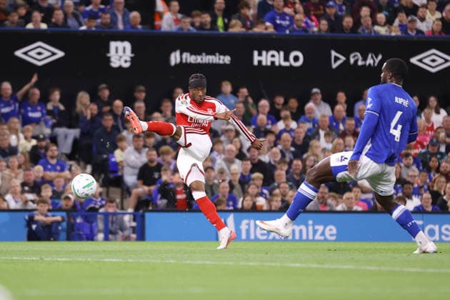 Ipswich Town gegen Arsenal, 15. September 2026, Ipswich, Carabao Cup, 3. Runde: Ipswich Town gegen Arsenal – Noni Madueke von Arsenal erzielt das zweite Tor des Spiels. Foto: Jacques Feeney, Offside, Ipswich, Großbritannien  Copyright: xJacquesxFeeneyx xOffsidexOffside