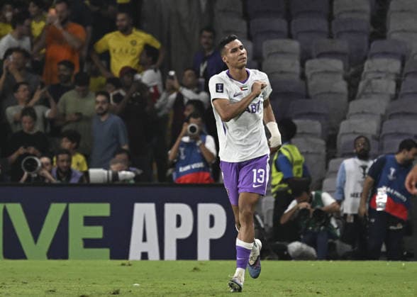 Al Ain v Al-Nassr - AFC Champions League AL AIN, UNITED ARAB EMIRATES - SEPTEMBER 15: Houssine Rahimi of Al Ain celebrates after scoring during the AFC Champions League match between Al Ain and Al-Nassr at Hazza Bin Zayed Stadium in Al Ain, United Arab Emirates, on September 15, 2026. Hassan al Raisi Anadolu Abu Dhabi United Arab Emirates. Editorial use only. Please get in touch for any other usage.  Copyright: x2026xAnadoluxHassanxalxRaisix