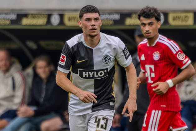 Elversberg, Germany, September 13, 2026, Bundesliga 1, 2026–2027 Season, Matchday 3: SV Elversberg vs. FC Bayern Munich. Pictured: Felix Keidel. SV DFB DFL regulations prohibit any use of photographs as image sequences and or quasi-video. URSAPHARM Arena an der Kaiserlinde, Saarland Copyright: xFotostandx xSchäferx