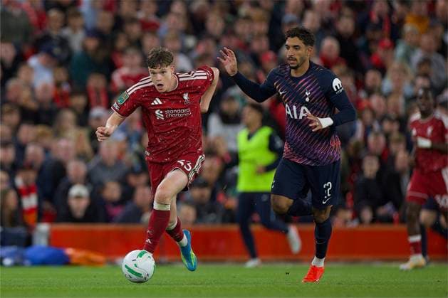 RECORD DATE NOT STATED Football - Football League Cup - 3rd Round - Liverpool FC v Tottenham Hotspur FC LIVERPOOL, ENGLAND - Tuesday, September 15, 2026: Liverpool s James McConnell during the Football League Cup 3rd Round match between Liverpool FC and Tottenham Hotspur FC at Anfield. (Photo by David Rawcliffe Propaganda) LIVERPOOL Anfield MERSEYSIDE ENGLAND  Copyright: xDavidxRawcliffex 2026-09-15-Liverpool_v_Tottenham-072