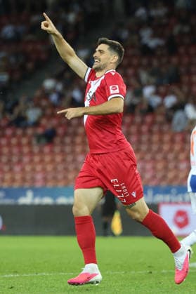 September 15, 2026, Zurich, SWITZERLAND, Letzigrund Stadium, Zurich, Soccer, 2026–2027 Season, Men s Soccer Super League, Grasshopper Club Zurich vs. FC Sion, Goal Celebration, Rilind Nivokazi, FC Sion
