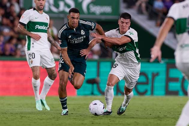 September 15, 2026, Elche, Spain: Trent Alexander-Arnold (Real Madrid CF) and Martim Neto (Elche CF) are seen in action during the LaLiga EA SPORTS 2026 2027 match between Elche CF and Real Madrid CF.Final score: Elche CF 2-3 Real Madrid CF LaLiga EA SPORTS 2026 2027 - Elche CF And Real Madrid CF In Elche, Spain - 15 Sep 2026  - ZUMAs197 20260915_aaa_s197_213 Copyright: xFedericoxTitonex