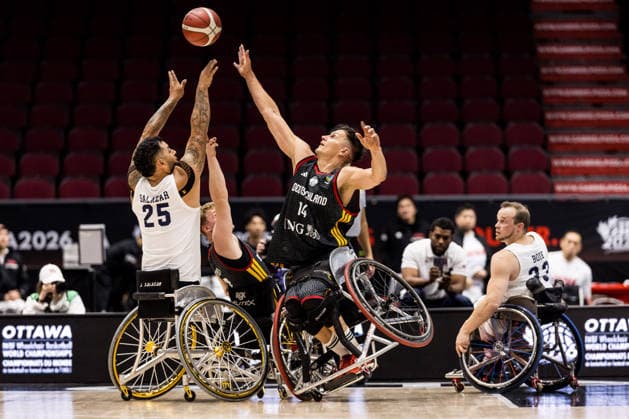 OTTAWA, CANADA - SEPTEMBER 15: Jorge Salazar (USA, 25) controls the ball against Aliaksandr Halouski (Germany, 14) during the Ottawa IWBF Wheelchair Basketball World Championships match between Germany vs. USA at Arena at TD Place on matchday 7 of the Ottawa IWBF Wheelchair Basketball World Championships on September 15, 2026 in Ottawa, Canada. Canada Copyright: xSteffiexWunderlx