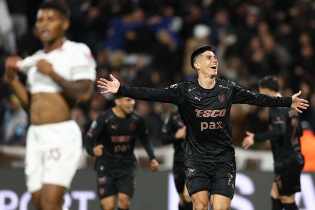 Platense forward Bruno Sepúlveda celebrates after scoring the team’s second goal during the second leg of the CONMEBOL Copa Libertadores quarterfinal match between Platense of Argentina and Fluminense of Brazil at Ciudad de Vicente López Stadium in Buenos Aires, Argentina, on September 15, 2026. Fluminense won 2–1 and advanced to the semifinals. BUENOS AIRES, ARGENTINA Copyright: xPHOTOXPHOTOx