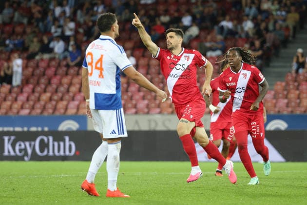 September 15, 2026, Zurich, SWITZERLAND, Letzigrund Stadium, Zurich, Soccer, 2026–2027 Season, Men s Soccer Super League, Grasshopper Club Zurich vs. FC Sion, Goal Celebration, Rilind Nivokazi, FC Sion