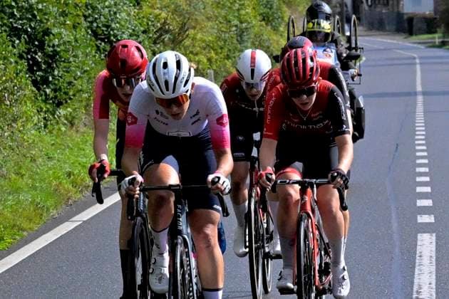 Grand Prix de Wallonie 2026 Cycling Race - Women CITADELLE DE NAMUR, BELGIUM - SEPTEMBER 16 : rider of Lotto Intermarché Ladies, Van Velzen Zoe of WV Schijndel (CLUB), Kloese Rose of Carbonbike Giordana Sofré by Gen Z (CLUB), Ranes Bye Camilla (NOR) of Minimax Cycling Team, Avoine Alison (FRA) of Ma Petite Entreprise, Turpeinen Viivi (FIN) of Minimax Cycling Team during the 66th edition of Grand Prix de Wallonie an UCI ProSeries 1.Pro one day cycling road race for Women Elite of 127,3 km with start in Seraing and finish in Citadelle de Namur on September 16, 2026 in Citadelle de Namur, Belgium, 16 09 2026 ( Motordriver Pieter Van Herzeele - Citadelle de Namur Belgium Copyright: xSesx
