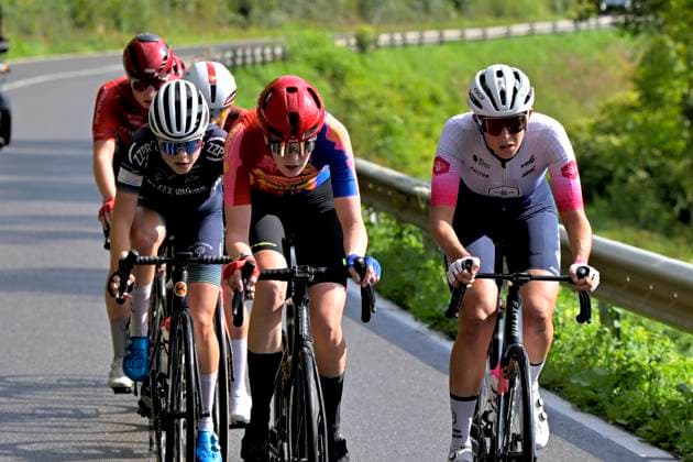 Grand Prix de Wallonie 2026 Cycling Race - Women CITADELLE DE NAMUR, BELGIUM - SEPTEMBER 16 : Meert Marieke (BEL) of Lotto Intermarché Ladies , Van Velzen Zoe of WV Schijndel (CLUB), Kloese Rose of Carbonbike Giordana Sofré by Gen Z (CLUB), Ranes Bye Camilla (NOR) of Minimax Cycling Team, Avoine Alison (FRA) of Ma Petite Entreprise, Turpeinen Viivi (FIN) of Minimax Cycling Team during the 66th edition of Grand Prix de Wallonie an UCI ProSeries 1.Pro one day cycling road race for Women Elite of 127,3 km with start in Seraing and finish in Citadelle de Namur on September 16, 2026 in Citadelle de Namur, Belgium, 16 09 2026 ( Motordriver Pieter Van Herzeele - Citadelle de Namur Belgium Copyright: xSesx