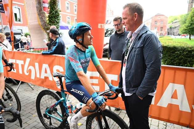 Grand Prix de Wallonie 2026 Cycling Race CITADELLE DE NAMUR, BELGIUM - SEPTEMBER 16 : Livyns Arjen (BEL) of XDS Astana Team and Christophe Brandt during the 66th edition of Grand Prix de Wallonie an UCI ProSeries 1.Pro one day cycling road race for Men Elite of 196.8 km with start in Seraing and finish in Citadelle de Namur on September 16, 2026 in Citadelle de Namur, Belgium, 16 09 2026 ( Motordriver Kenny Verfaillie - Citadelle de Namur Belgium  Copyright: xVincentxKalutx