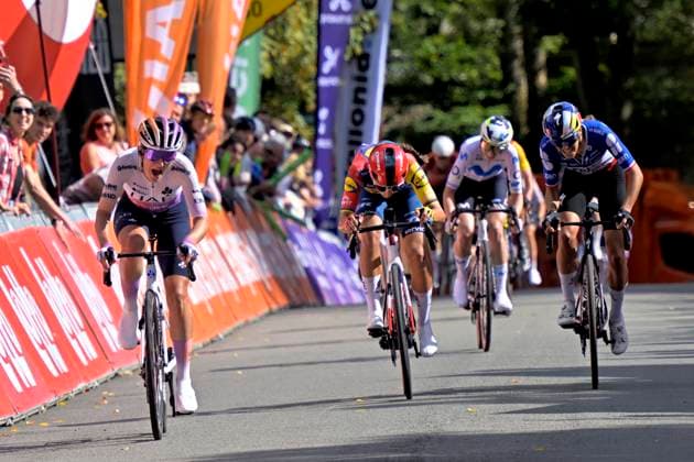Grand Prix de Wallonie 2026 Cycling Race - Women CITADELLE DE NAMUR, BELGIUM - SEPTEMBER 16 : Swinkels Karlijn (NED) of UAE Team ADQ wins the sprint, second place for Balsamo Elisa (ITA) of Lidl - Trek, third place for Gery Celia (FRA) of FDJ United - SUEZ during the 66th edition of Grand Prix de Wallonie an UCI ProSeries 1.Pro one day cycling road race for Women Elite of 127,3 km with start in Seraing and finish in Citadelle de Namur on September 16, 2026 in Citadelle de Namur, Belgium, 16 09 2026 ( Motordriver Pieter Van Herzeele - Citadelle de Namur Belgium  Copyright: xSesx