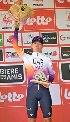 Grand Prix de Wallonie 2026 Cycling Race - Women CITADELLE DE NAMUR, BELGIUM - SEPTEMBER 16 : Swinkels Karlijn (NED) of UAE Team ADQ pictured during the podium ceremony of the 66th edition of Grand Prix de Wallonie an UCI ProSeries 1.Pro one day cycling road race for Women Elite of 127,3 km with start in Seraing and finish in Citadelle de Namur on September 16, 2026 in Citadelle de Namur, Belgium, 16 09 2026 ( Motordriver Pieter Van Herzeele - Citadelle de Namur Belgium  Copyright: xSesx