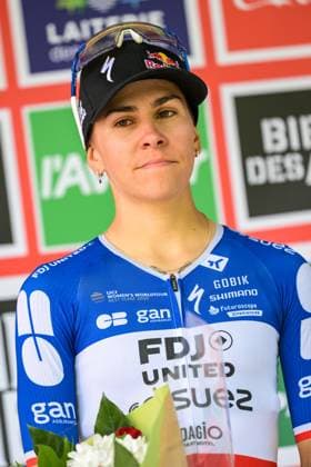 French Celia Gery of FDJ United-SUEZ is pictured on the podium after the one day cycling race Grand Prix de Wallonie 2026 (127,5 km), in Namur, on Wednesday 16 September 2026. DAVIDxPINTENS  x186635954x