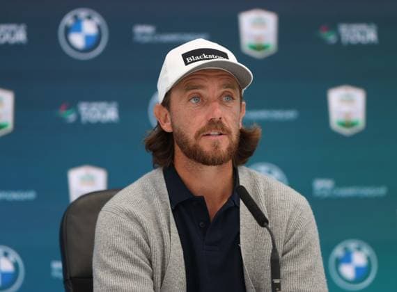 BMW PGA, Golf Herren Championship Pro-Am 2026 SURREY, ENGLAND, SEPTEMBER 16: Tommy Fleetwood of England during his press conference, PK, Pressekonferenz during The DP World Tour BMW PGA Championship Pro-Am at Wentworth Golf Club, Virginia Water, Surrey, England, on September 16. (Photo by Daniel Weir) Surrey Wentworth Golf Course England Copyright: xDanielxWeir SportsxPressxPhotox Sportspressphoto_SPR232723