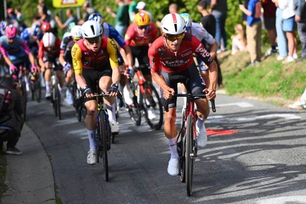 Grand Prix de Wallonie 2026 Cycling Race CITADELLE DE NAMUR, BELGIUM - SEPTEMBER 16 : Gualdi Simone (ITA) of Lotto Intermarche leading the peloton during the 66th edition of Grand Prix de Wallonie an UCI ProSeries 1.Pro one day cycling road race for Men Elite of 196.8 km with start in Seraing and finish in Citadelle de Namur on September 16, 2026 in Citadelle de Namur, Belgium, 16 09 2026 ( Motordriver Kenny Verfaillie - Citadelle de Namur Belgium  Copyright: xVincentxKalutx