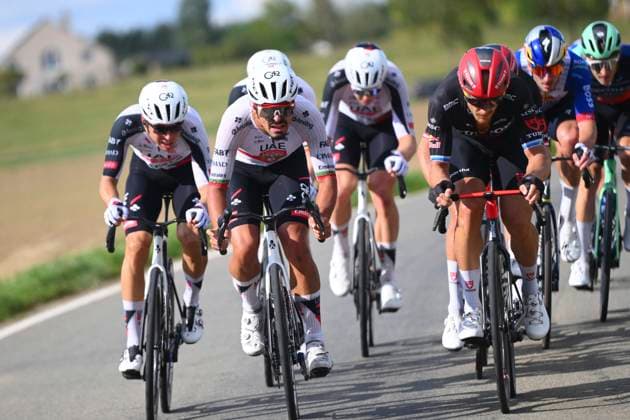 Grand Prix de Wallonie 2026 Cycling Race CITADELLE DE NAMUR, BELGIUM - SEPTEMBER 16 : Morgado Antonio (POR) of UAE Team Emirates - XRG, Trentin Matteo (ITA) of Tudor Pro Cycling Team during the 66th edition of Grand Prix de Wallonie an UCI ProSeries 1.Pro one day cycling road race for Men Elite of 196.8 km with start in Seraing and finish in Citadelle de Namur on September 16, 2026 in Citadelle de Namur, Belgium, 16 09 2026 ( Motordriver Kenny Verfaillie - Citadelle de Namur Belgium  Copyright: xVincentxKalutx