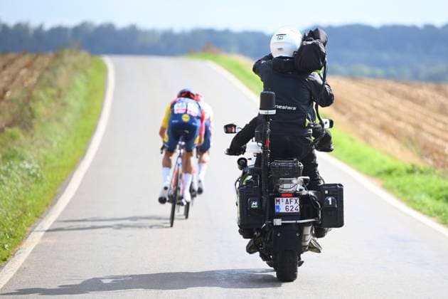 Grand Prix de Wallonie 2026 Cycling Race CITADELLE DE NAMUR, BELGIUM - SEPTEMBER 16 : illustration picture moto televison during the 66th edition of Grand Prix de Wallonie an UCI ProSeries 1.Pro one day cycling road race for Men Elite of 196.8 km with start in Seraing and finish in Citadelle de Namur on September 16, 2026 in Citadelle de Namur, Belgium, 16 09 2026 ( Motordriver Kenny Verfaillie - Citadelle de Namur Belgium  Copyright: xVincentxKalutx