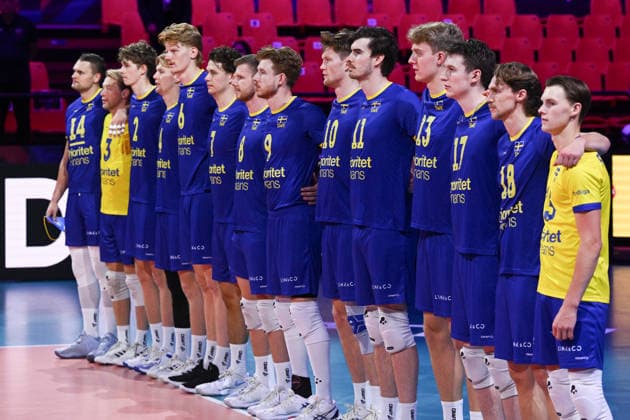September 16, 2026: Swedish players ahead of the CEV EuroVolley 2026 group stage volleyball match between Sweden and Slovakia on September 16, 2026 in Modena. Photo by Matteo Gribaudi, BILDBYRAN COP 18 XY0130 volleyball volleyball European Championship Sweden Slovakia CEV EuroVolley 2026 Sweden Slovakia bbeng  Copyright: MATTEOxGRIBAUDI BB260916BB144