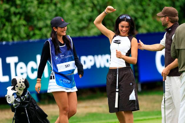 RECORD DATE NOT STATED 16th September 2026; Wentworth Golf Club, Virginia Water, Surrey, England; DP World Tour Golf, BMW PGA, Golf Herren Championship, Pro Am; British digital content and golf influencer Islay Meadows celebrates her 40 foot birdie putt to take her team to -20 on the final hole of team sky ChrisxRoll
