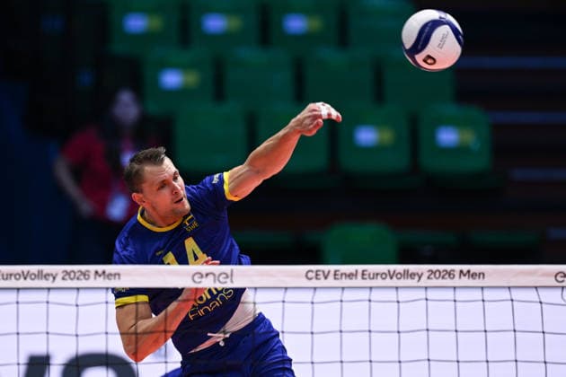 September 16, 2026: Jacob Link of Sweden during the CEV EuroVolley 2026 group stage volleyball match between Sweden and Slovakia on September 16, 2026 in Modena. Photo by Matteo Gribaudi, BILDBYRAN COP 18 XY0130 volleyball volleyball volleyball European Championships Sweden Slovakia CEV EuroVolley 2026 Sweden Slovakia bbeng  Copyright: MATTEOxGRIBAUDI BB260916BB160