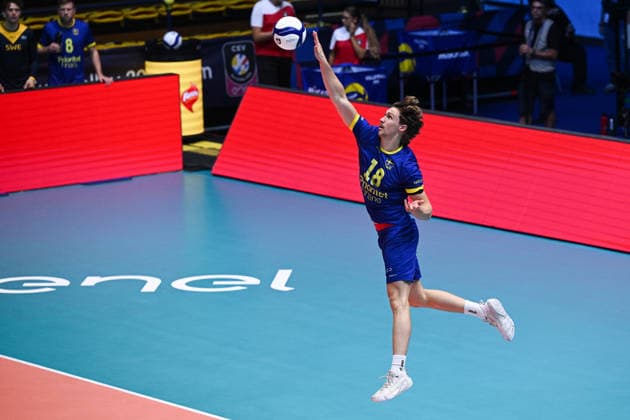 September 16, 2026: Oskar von Sydow of Sweden during the CEV EuroVolley 2026 group stage volleyball match between Sweden and Slovakia on September 16, 2026 in Modena. Photo by Matteo Gribaudi, BILDBYRAN COP 18 XY0130 volleyball volleyball volleyball European Championship Sweden Slovakia CEV EuroVolley 2026 Sweden Slovakia bbeng  Copyright: MATTEOxGRIBAUDI BB260916BB183