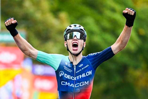 Grand Prix de Wallonie 2026 Cycling Race CITADELLE DE NAMUR, BELGIUM - SEPTEMBER 16 : Sparfel Aubin of Team Decathlon CMA CGM celebrating his victory during the 66th edition of Grand Prix de Wallonie an UCI ProSeries 1.Pro one day cycling road race for Men Elite of 196.8 km with start in Seraing and finish in Citadelle de Namur on September 16, 2026 in Citadelle de Namur, Belgium, 16 09 2026 ( Motordriver Kenny Verfaillie - Citadelle de Namur Belgium  Copyright: xVincentxKalutx