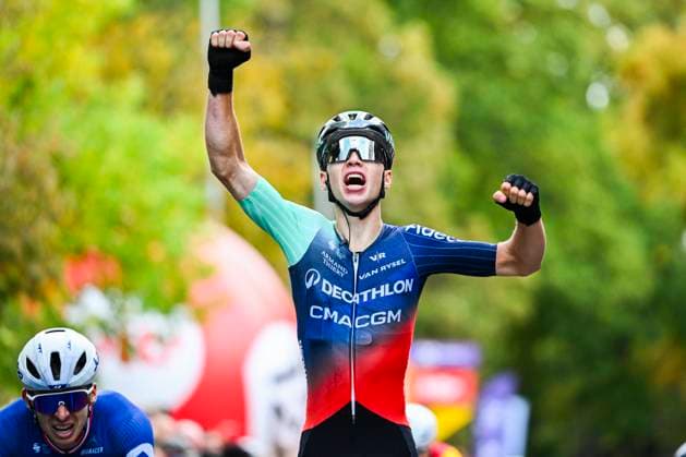 Grand Prix de Wallonie 2026 Cycling Race CITADELLE DE NAMUR, BELGIUM - SEPTEMBER 16 : Sparfel Aubin of Team Decathlon CMA CGM celebrating his victory during the 66th edition of Grand Prix de Wallonie an UCI ProSeries 1.Pro one day cycling road race for Men Elite of 196.8 km with start in Seraing and finish in Citadelle de Namur on September 16, 2026 in Citadelle de Namur, Belgium, 16 09 2026 ( Motordriver Kenny Verfaillie - Citadelle de Namur Belgium  Copyright: xVincentxKalutx