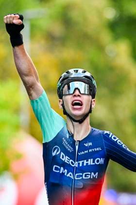 Grand Prix de Wallonie 2026 Cycling Race CITADELLE DE NAMUR, BELGIUM - SEPTEMBER 16 : Sparfel Aubin of Team Decathlon CMA CGM celebrating his victory during the 66th edition of Grand Prix de Wallonie an UCI ProSeries 1.Pro one day cycling road race for Men Elite of 196.8 km with start in Seraing and finish in Citadelle de Namur on September 16, 2026 in Citadelle de Namur, Belgium, 16 09 2026 ( Motordriver Kenny Verfaillie - Citadelle de Namur Belgium  Copyright: xVincentxKalutx